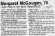 Death Record - Margaret (McKenna) McGougan